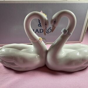 Lladro White and Pink Swan Pair